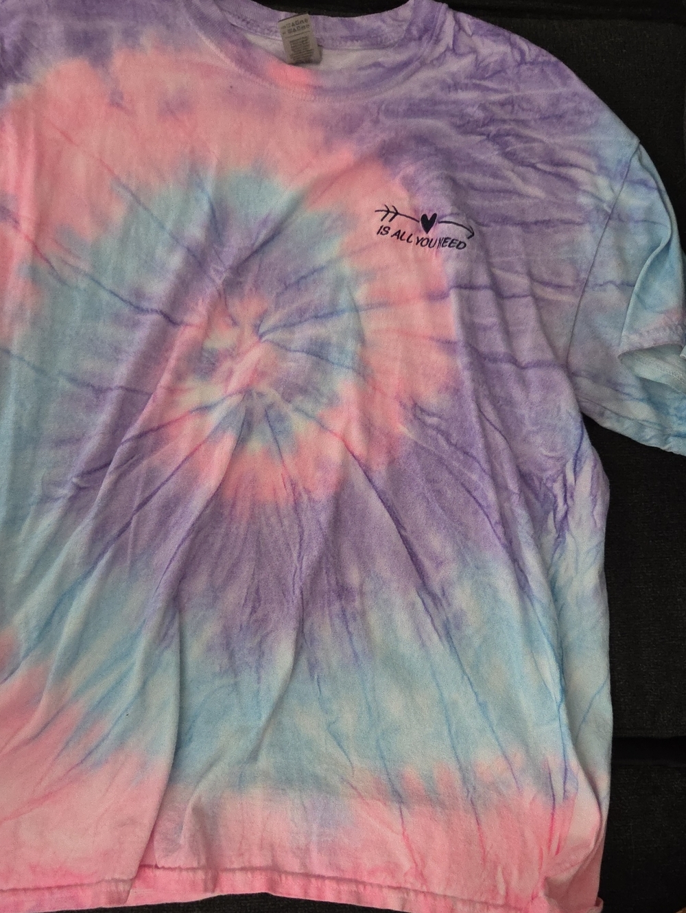 Tie-Dye Pastel Womens T-Shirt with Heart Arrow Graphic